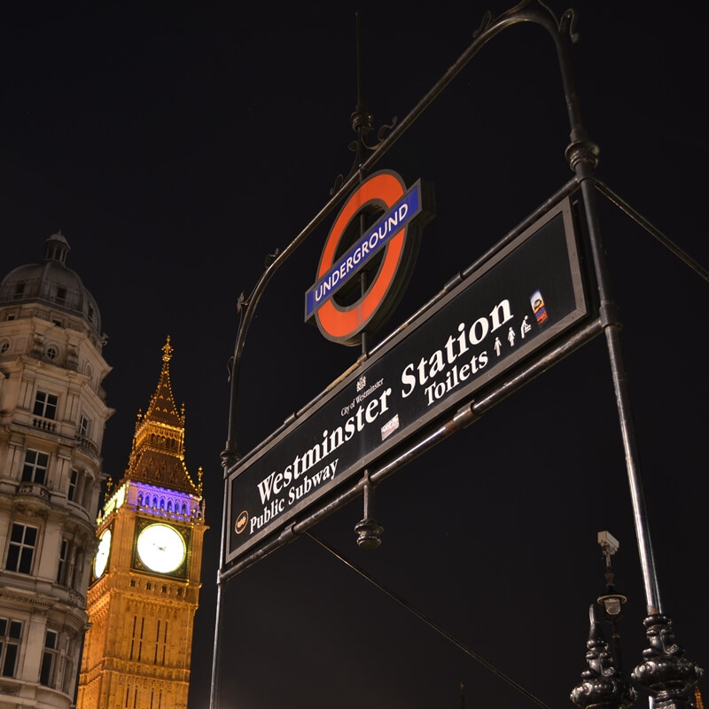 Westminster Station is perfect for Big Ben and Westminster Abbey