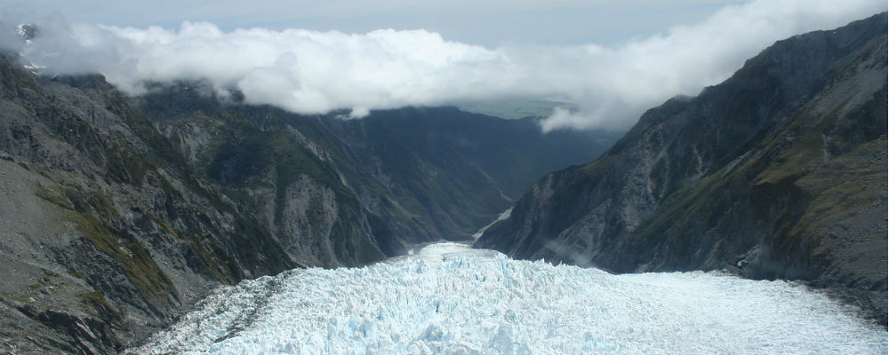 Hiking a glacier in New Zealand