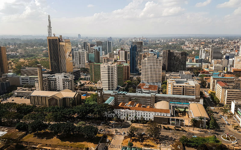 A skyline view of Nairobi Kenya