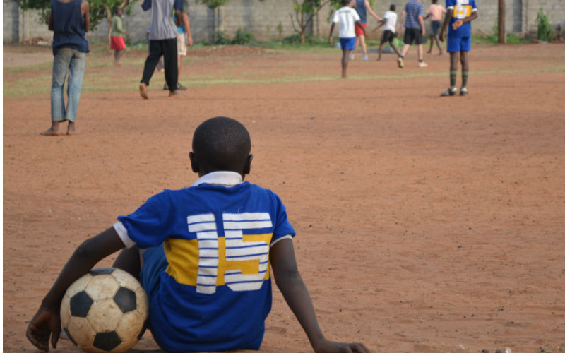 Playing football with the kids in Livingstone