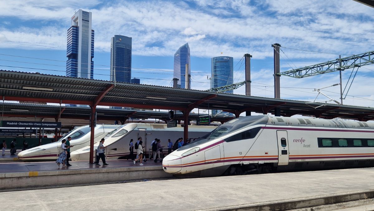 High speed trains getting ready to leave Madrid
