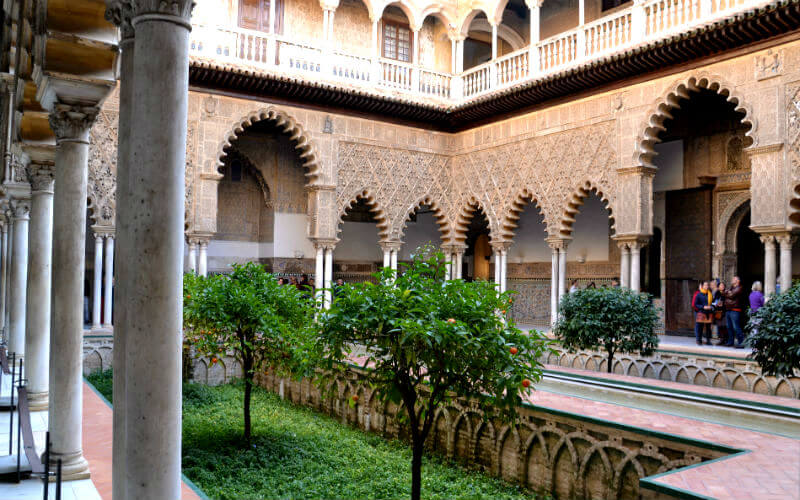 The mains courtyard of the Alcazar of Seville