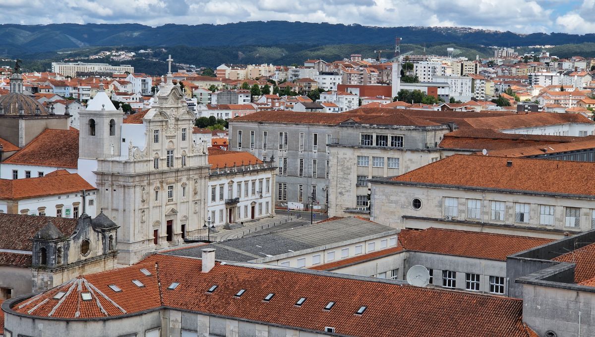 The decadant facade of the Sé Nova de Coimbra - taken from the top of the University tower