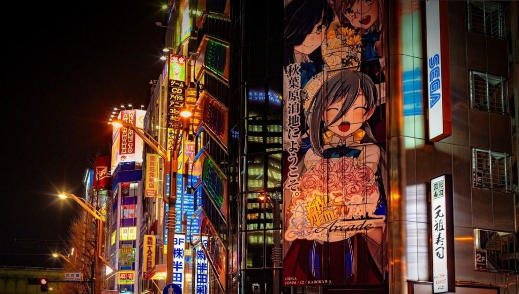 Anime and neon lights of Akihabara