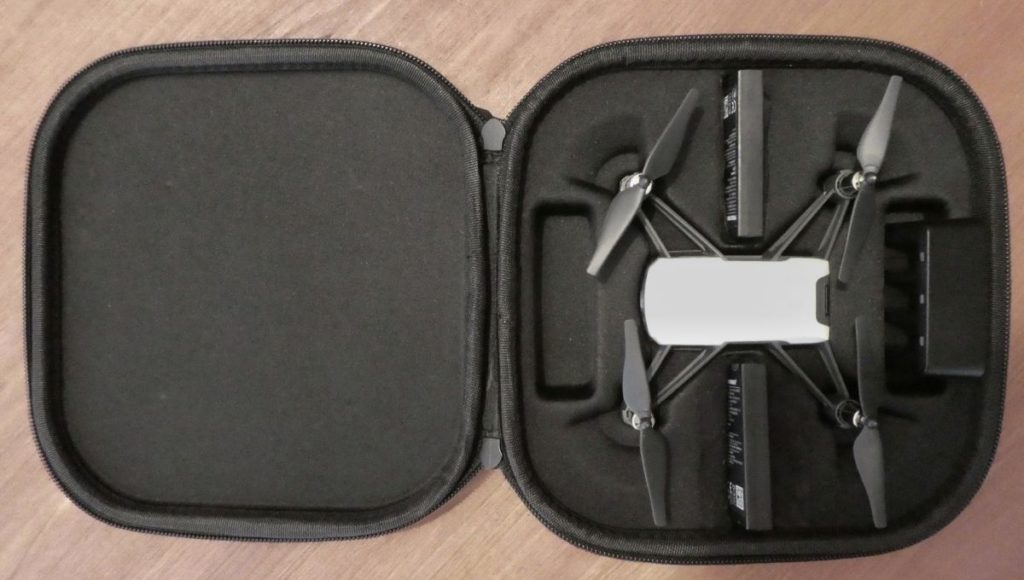 A drone in a sturdy drone case - one of the best drone accessories for traveling