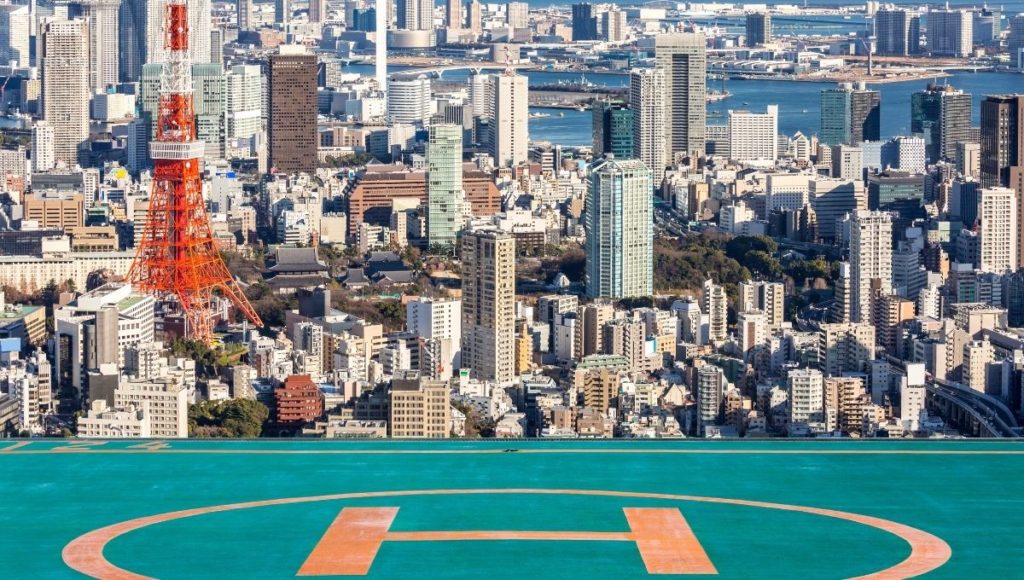 A helipad in Tokyo for getting from Tokyo Airport to City Center