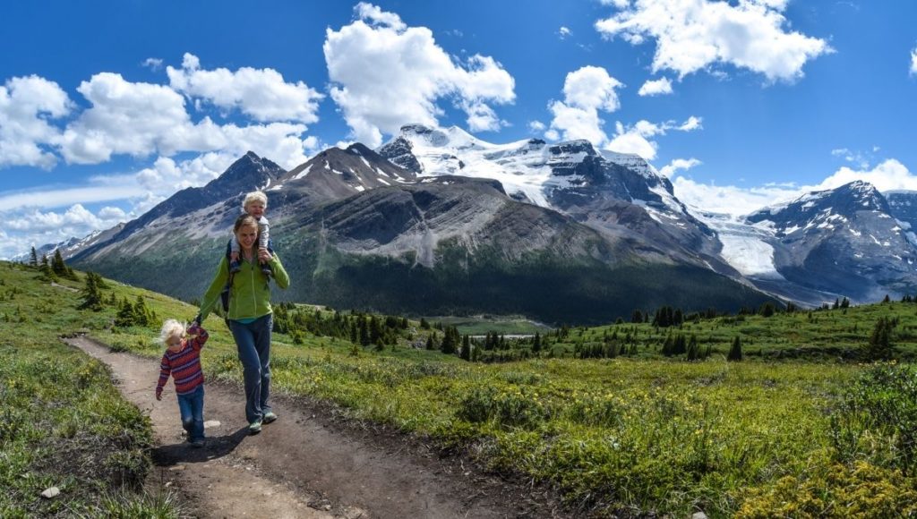 A family on a vacation in the mountains