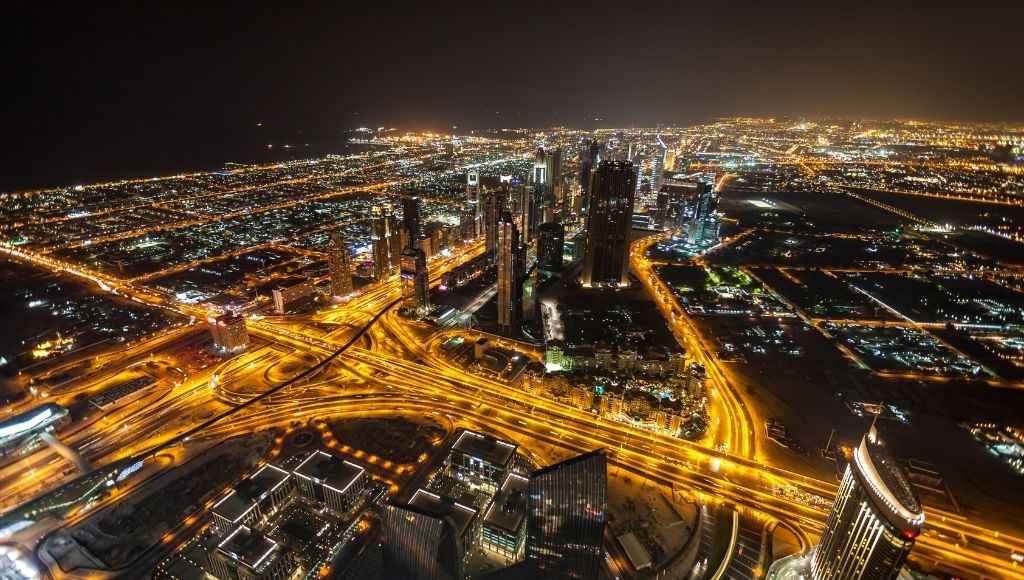 Dubai city night scene