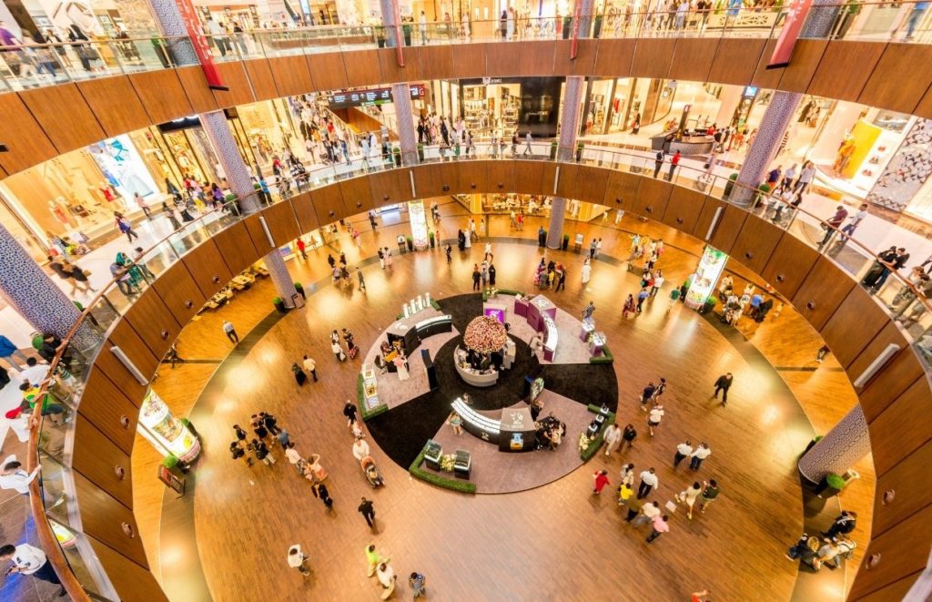 Things to do in Dubai on a Budget - The inside of the Dubai Mall all lit up