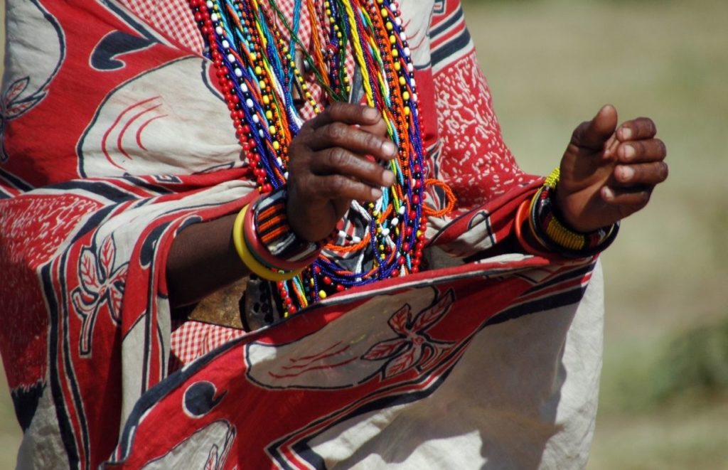 A man wearing traditional Massi attire in Nairobi