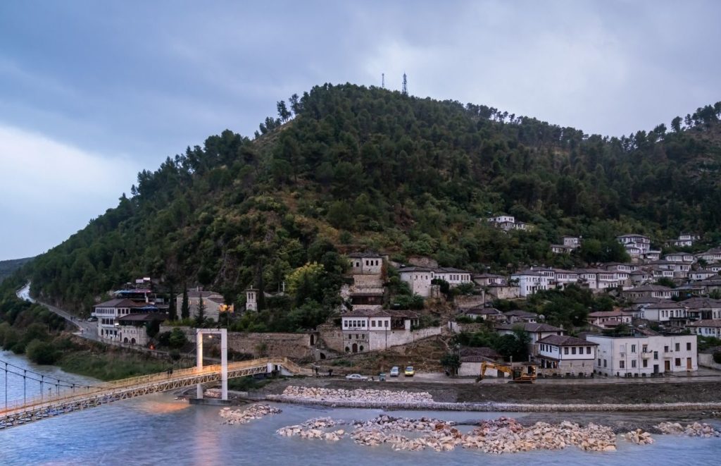 Looking across the banks of the river Osum towards Berat