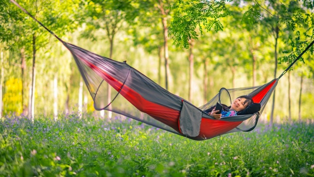 The camping hammock the concept of sleep during camping