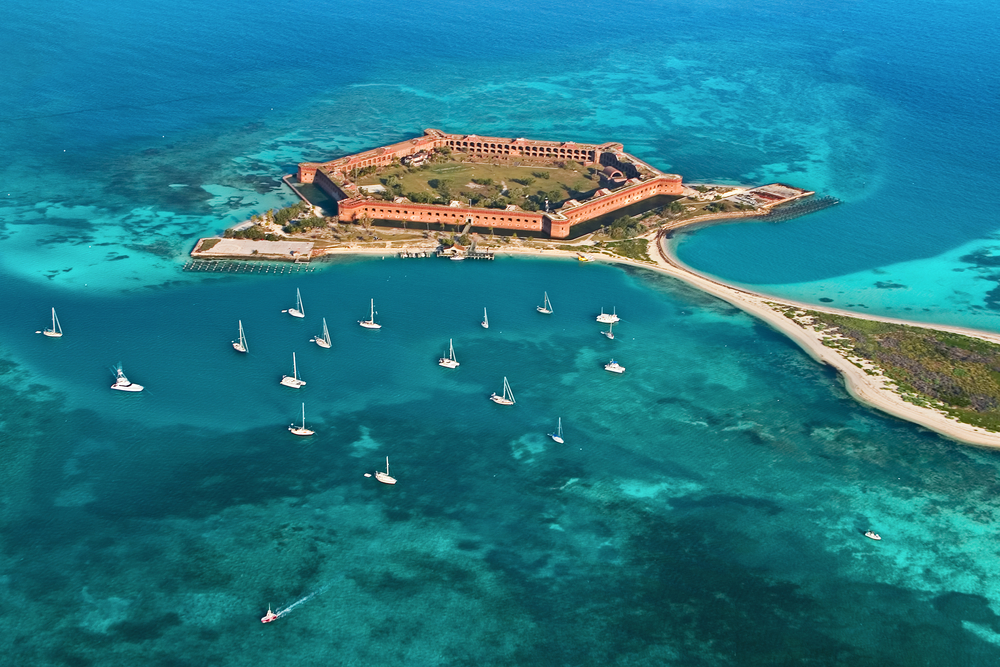 An ariel view of the Dry Tortugas National Park