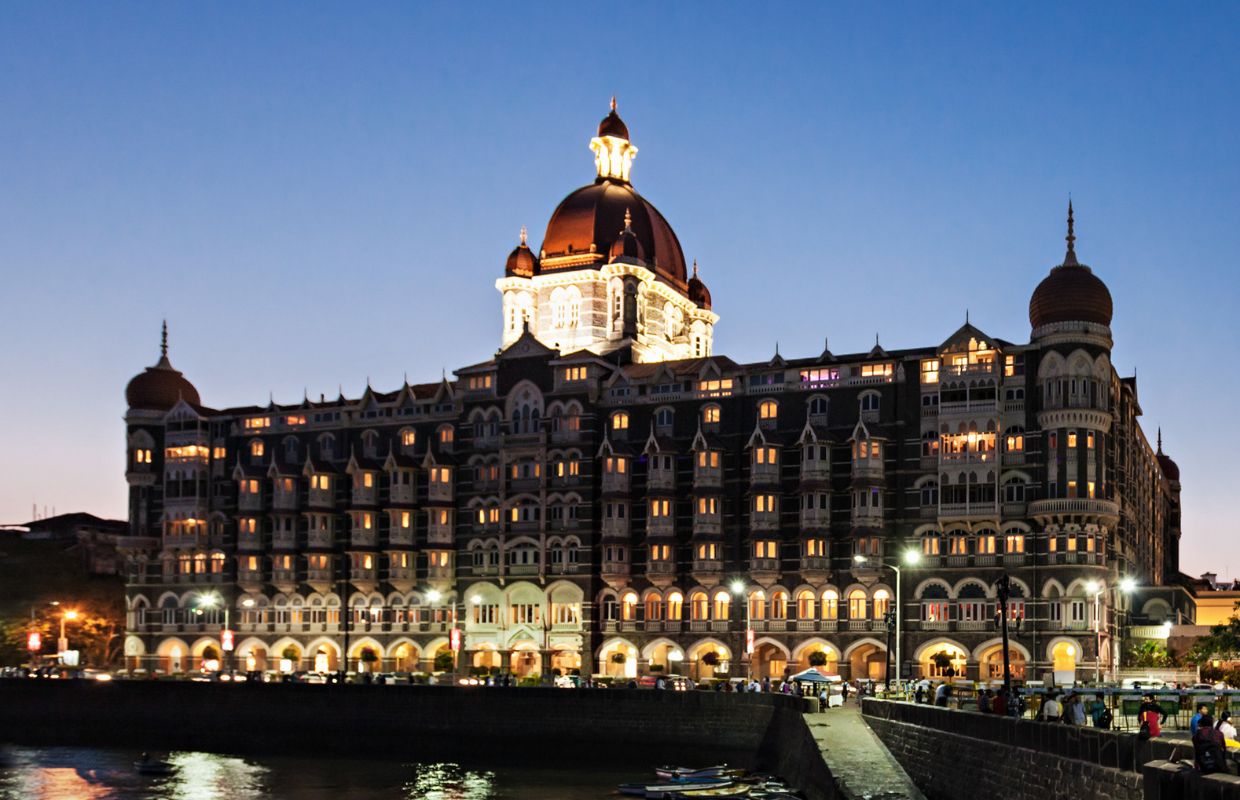 The impressive looking facade of the Hotel Taj Mahal Palace in Mumbai 