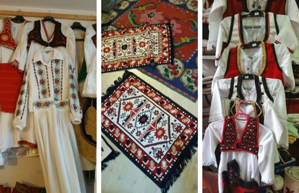 A few images of traditional costumes and fabric you can buy while shopping in Pristina