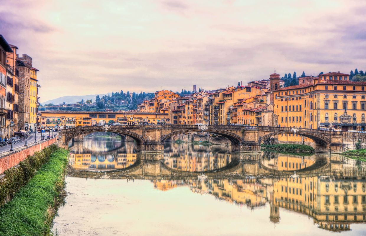 The Ponte Vecchio over the River Amo in Florence