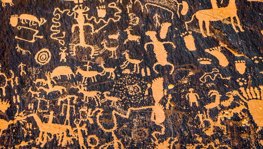 Petroglyphs wall in canyonlands national park utah