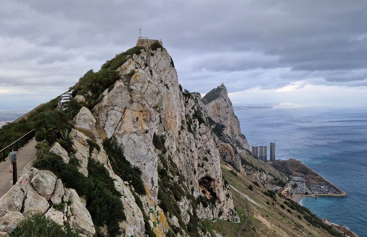 A viewpoint from high up on the Rock of Gibraltar