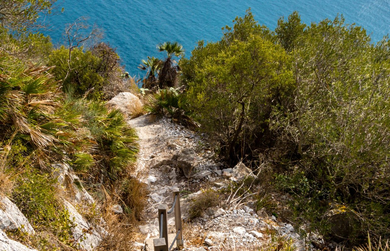 A hiking path along The Rock of Gibraltar