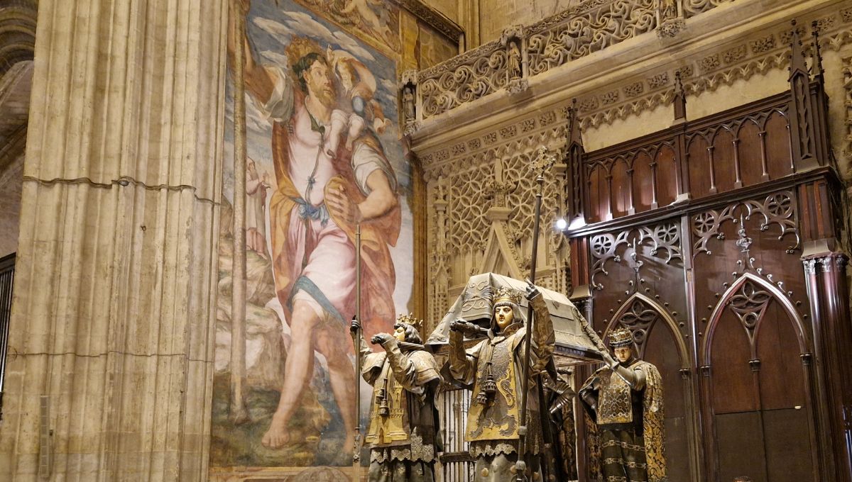 The tomb of Christopher Columbus in the Seville cathedral